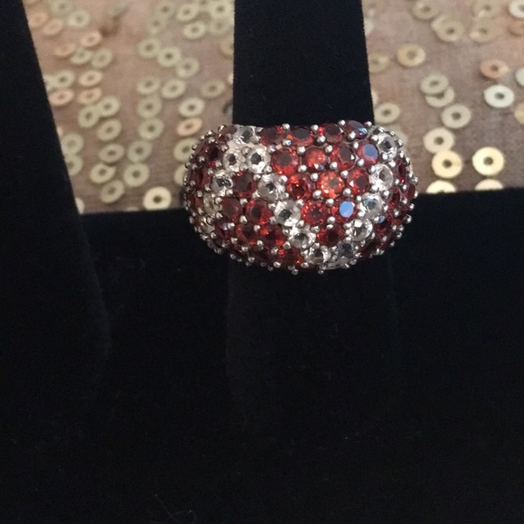 Spessartine Garnet and White Topaz Ring size 8 - Picture 2 of 4